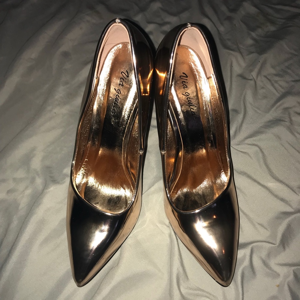 Golden high heels